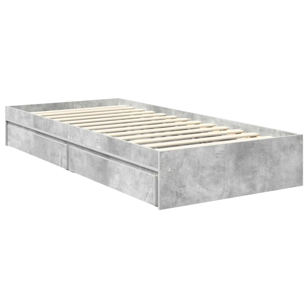 Letto con Contenitore con testiera Grigio cemento 90 x 190 cm