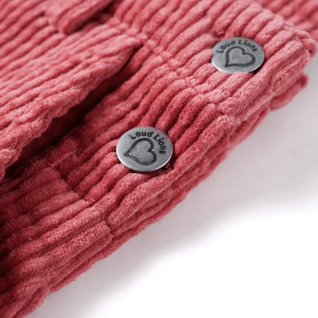 Abito Scamiciato da Bambina Velluto a Coste Rosa 116 CFW2891951