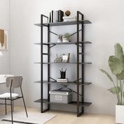 Libreria a 5 Ripiani Grigia 100x30x175 cm in Legno Multistrato 3082000