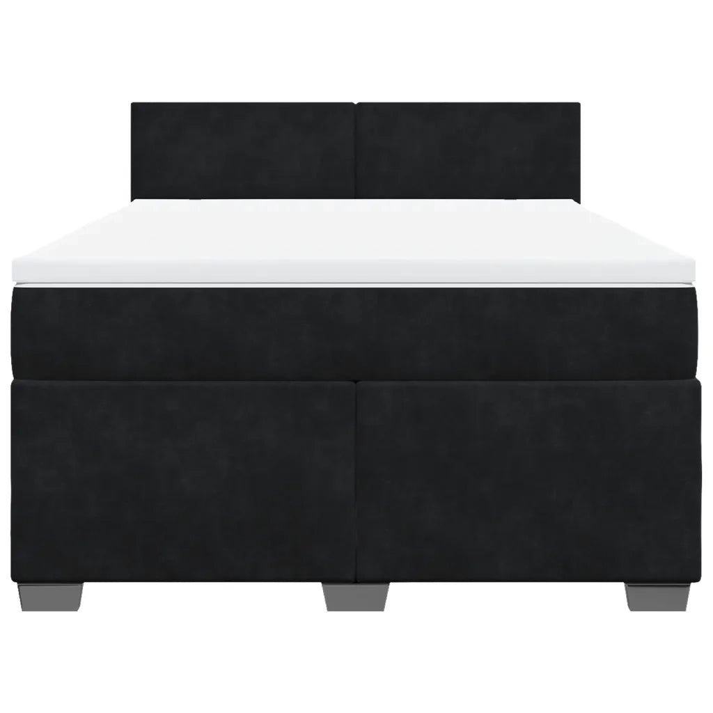 Giroletto a Molle con Materasso Nero 140x200 cm in Velluto