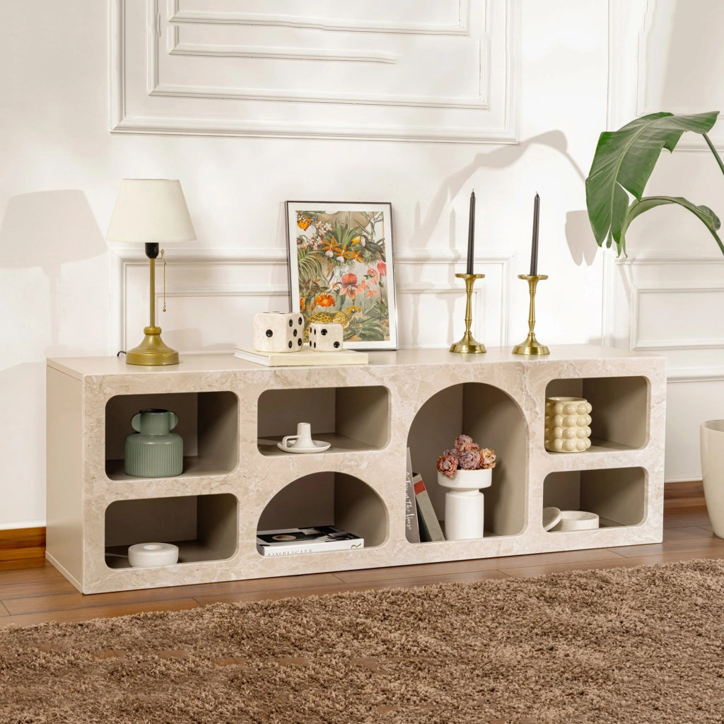 Madia Arsenio, Credenza 6 Ripiani, 160x40x51h cm Beige Marmo