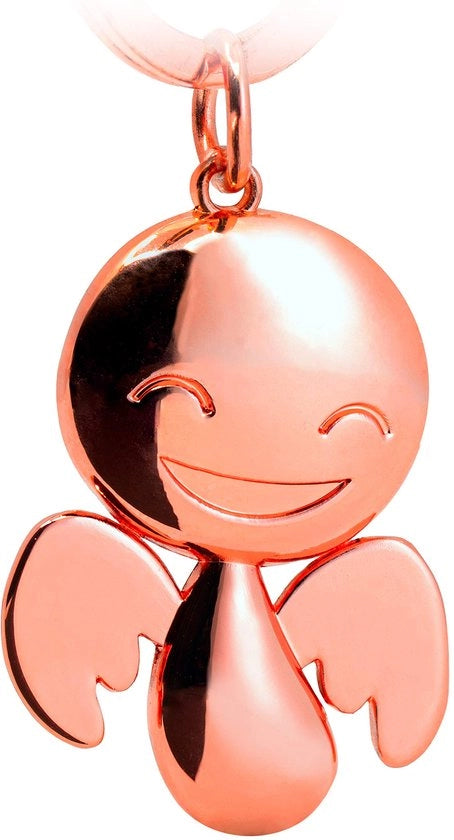 Angelo Protettore Porta Chiavi Fortunato - Porta chiavi carina fatta di metallo in rosso scuro lucido - Regalo porta fortuna portachiavi auto patente - Rischia con cautela