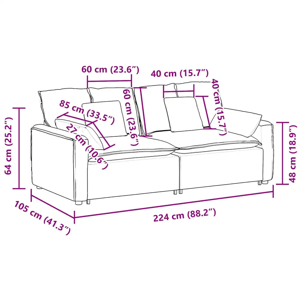 Divano componibile-Divano Modulare con Cuscini Tortora