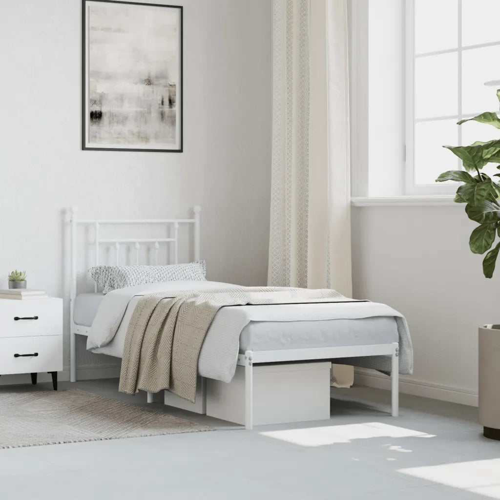 Giroletto senza Materaso con Testiera Metallo Bianco 75x190 cm 353576