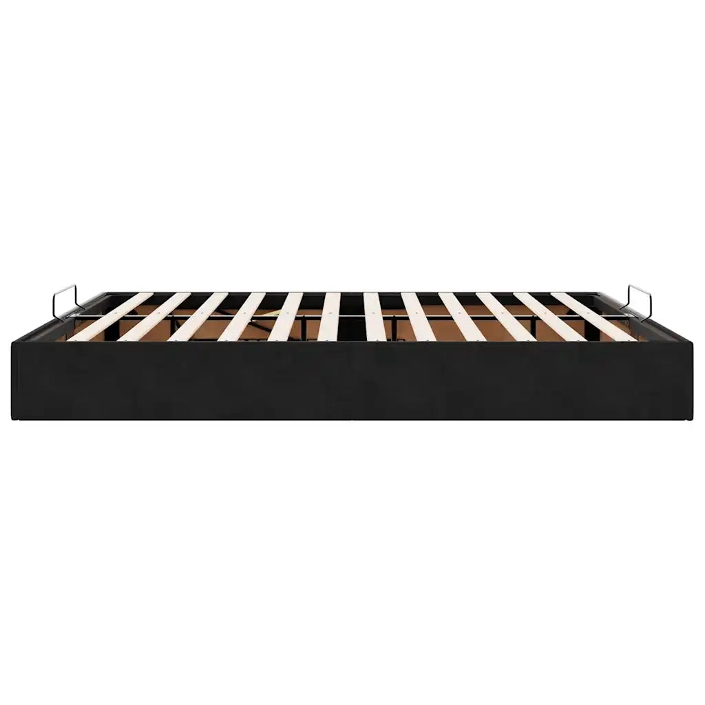 Struttura Letto Pouf senza Materasso-Giroletto con contenitore Nero 160x200 cm in Velluto