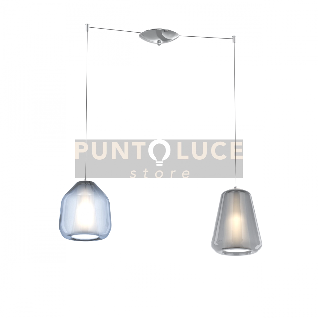 SOSPENSIONE CROMO 2 LUCI SPOSTABILE VETRI BETA BL + GAMMA FU 1176CR-S2 S BG-MC