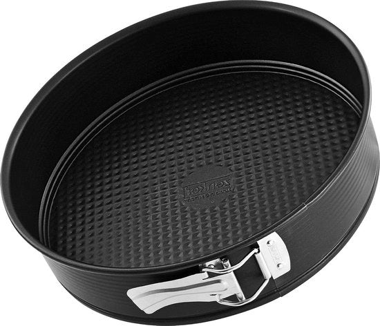 Padella a forma di anello Ø 30 cm - Piatto da forno in acciaio nero con protezione antisudamento e rivestimento antiaderente - Piatto per torta rotonda con fondo piatto