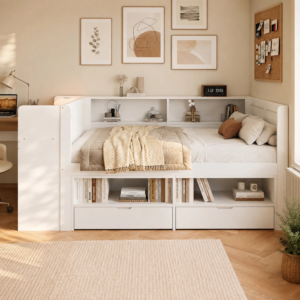letto in legno bianco 140 x 240 cm
