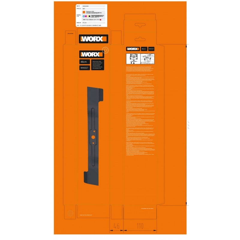 Lama ricambio tosaerba WA6327 46 cm acciaio compatibile WG748E WG749E tagliaerba - WORX