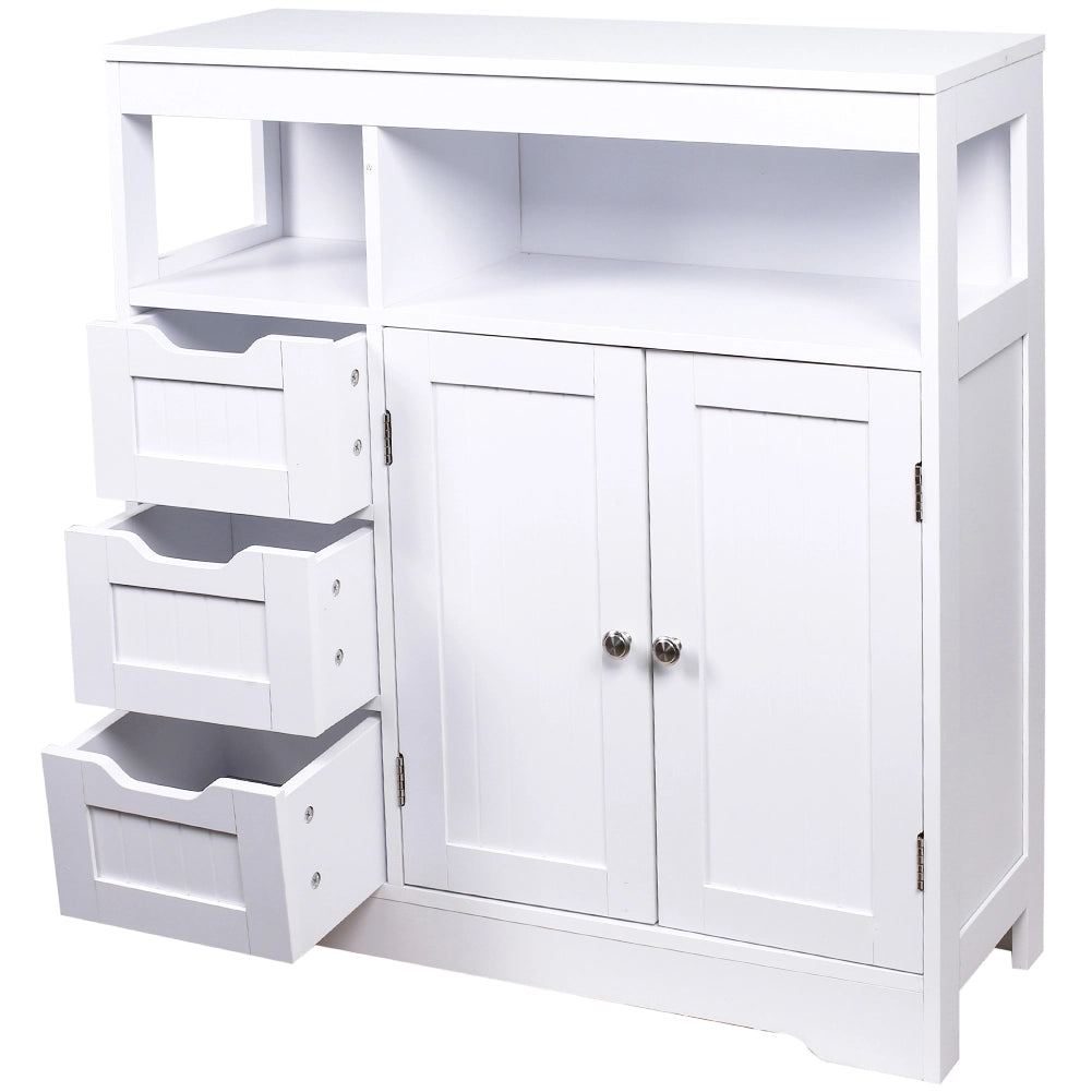 Mobile da Bagno Armadietto da Terra 3 Cassetti e 2 Ante Armadio 80.5x30x86.5cm