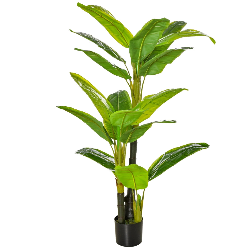Banano artificiale, pianta artificiale decorativa, 150 cm, per uso interno ed esterno, in vaso di plastica, facile da curare