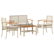 Set Divani da Giardino 4 pz con Cuscini in Polyrattan Beigecod mxl 114422
