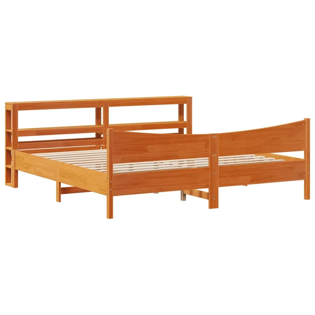 Giroletto con Testiera Marrone Cera 180x200 cm Massello Pino 3306296