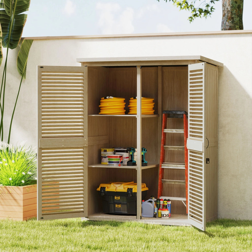 Armadio da Giardino ¨C Zephmum ¨C Legno Naturale 127x65x168 cm