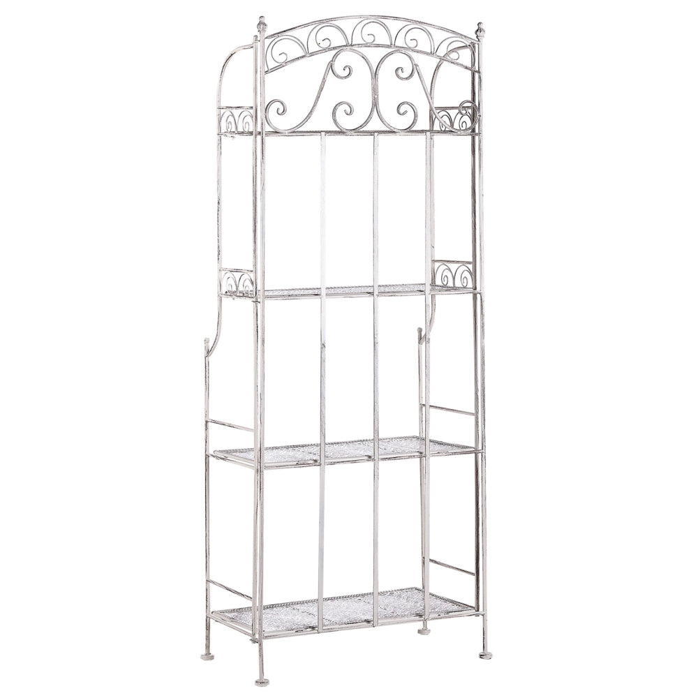 Scaffale per piante in metallo bianco 4 ripiani da giardino autoportante per esterni da esterno per interni da bagno