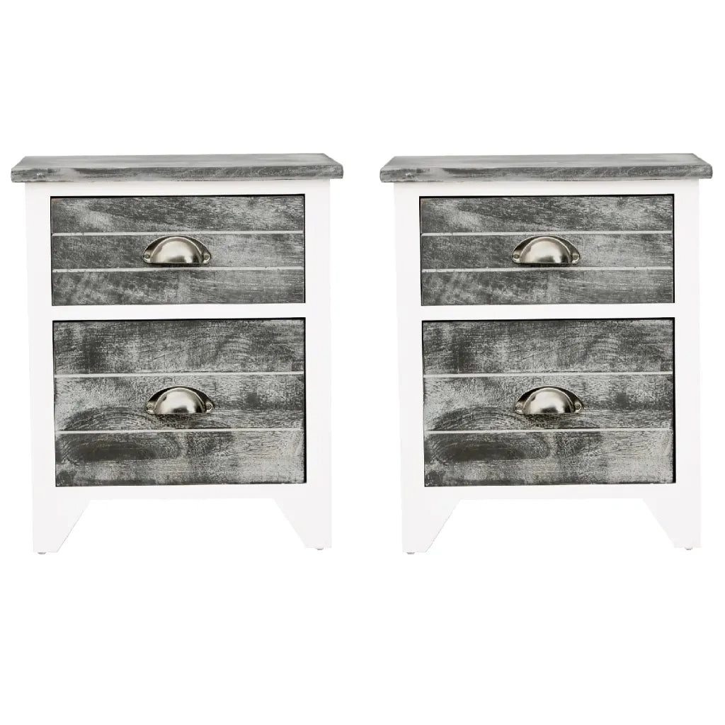 Comodini Set 2 pz-Set di 2 Tavolino da notte con 2 Cassetti Grigio e Bianco