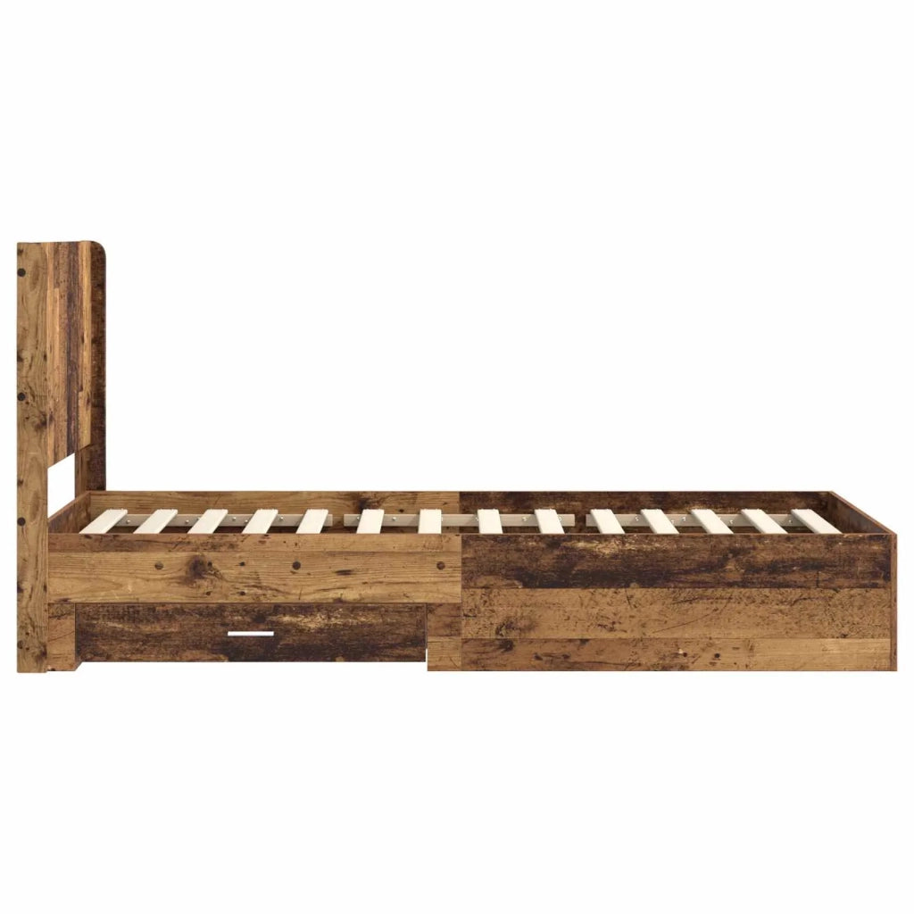 Struttura del letto con stoccaggio e testata Legno antico 3414163