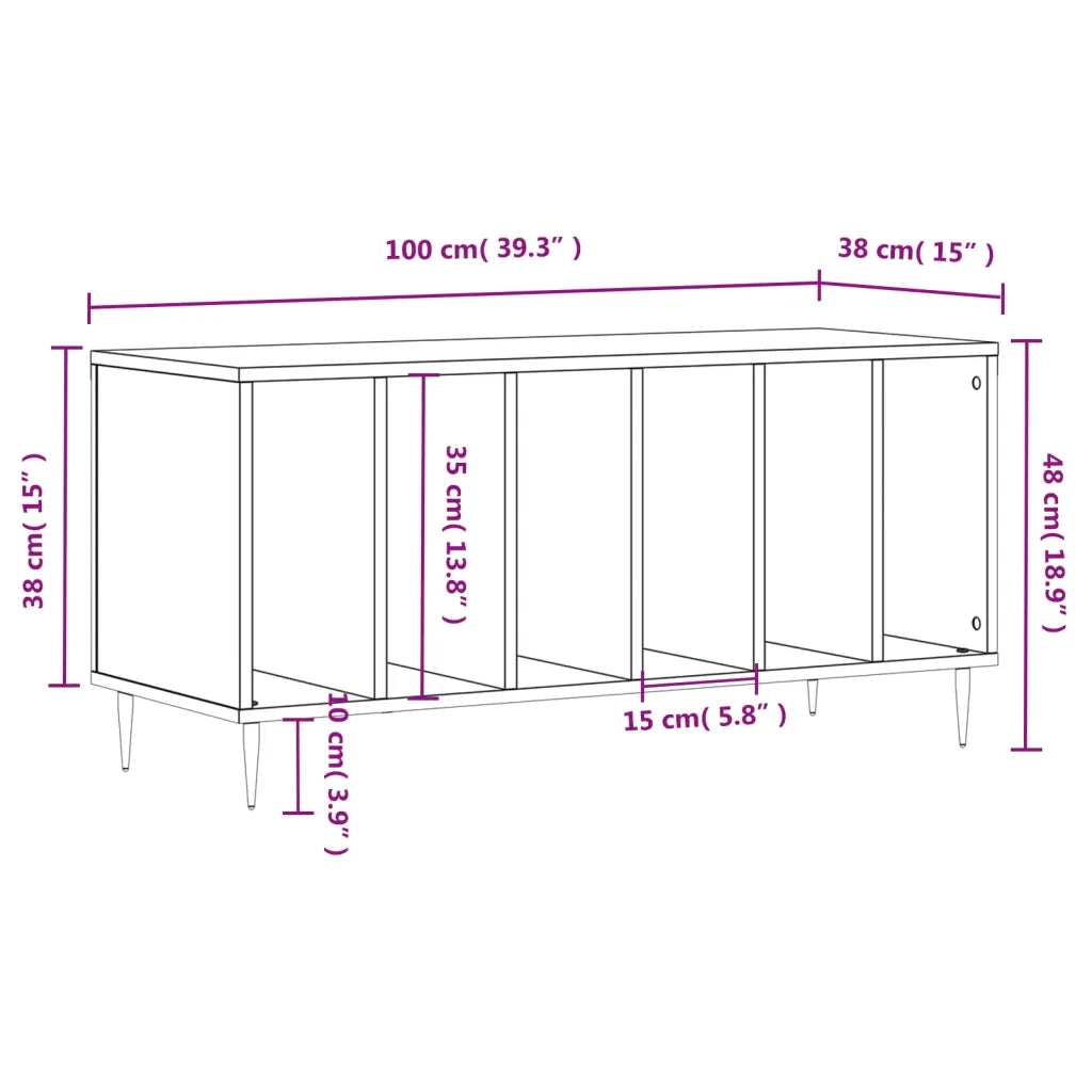 Mobile porta dischi classico con vani contenitori 100 x 38 x 48 cm realizzato in legno composito bianco 02_0049140