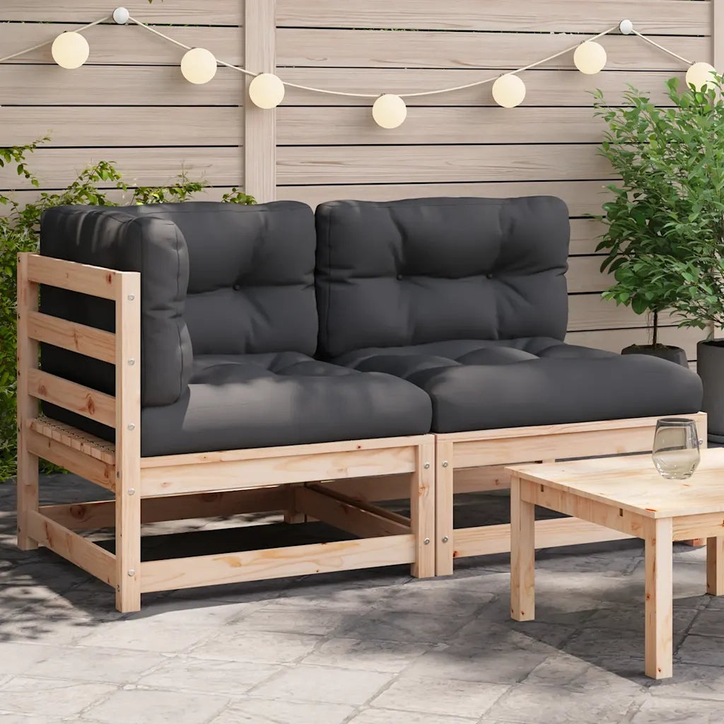 Divano da Giardino con Cuscini a 2 Posti-Sofa da Giardino-Divano da esterno in Legno Massello Pino