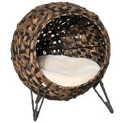 Casetta Gatti in Rattan con Cuscino Piedi Alzati ¨C zephmum ¨C Marrone ?52x58 cm