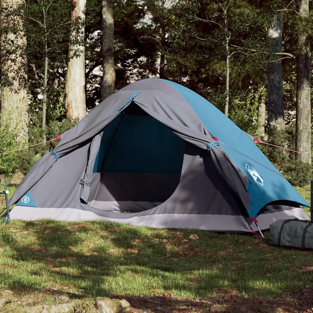 Tenda da Campeggio a Cupola per 4 Persone Blu Impermeabile 94647
