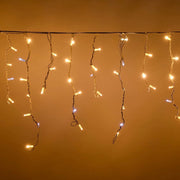 TENDA LUMINOSA LED STALATTITI 152 MAXI LED DA 6 METRI PROLUNGABILI CON LUCI CALDE FISSE E BIANCO FLASH INTERMITTENTI PER DECORAZIONI NATALIZIE BALCONI FACCIATE BAR RISTORANTI NEGOZIO