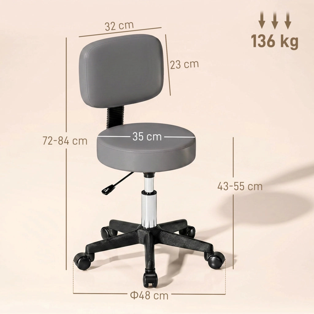 Sgabello da lavoro ergonomico con rotelle ¨C Xylo ¨C grigio regolabile