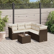 Set Divano da Giardino 6 pz con Cuscini Marrone in Polyrattan 3217633