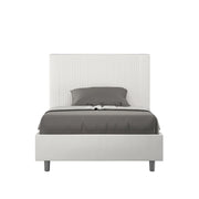 Letto imbottito 1 piazza e mezza 120x190 cm Goya - Bianco,Similpelle,Con rete
