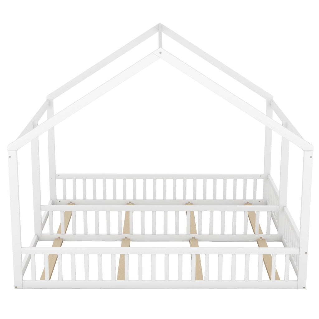 Letto per bambini doppio a casetta 90x200 cm bianco