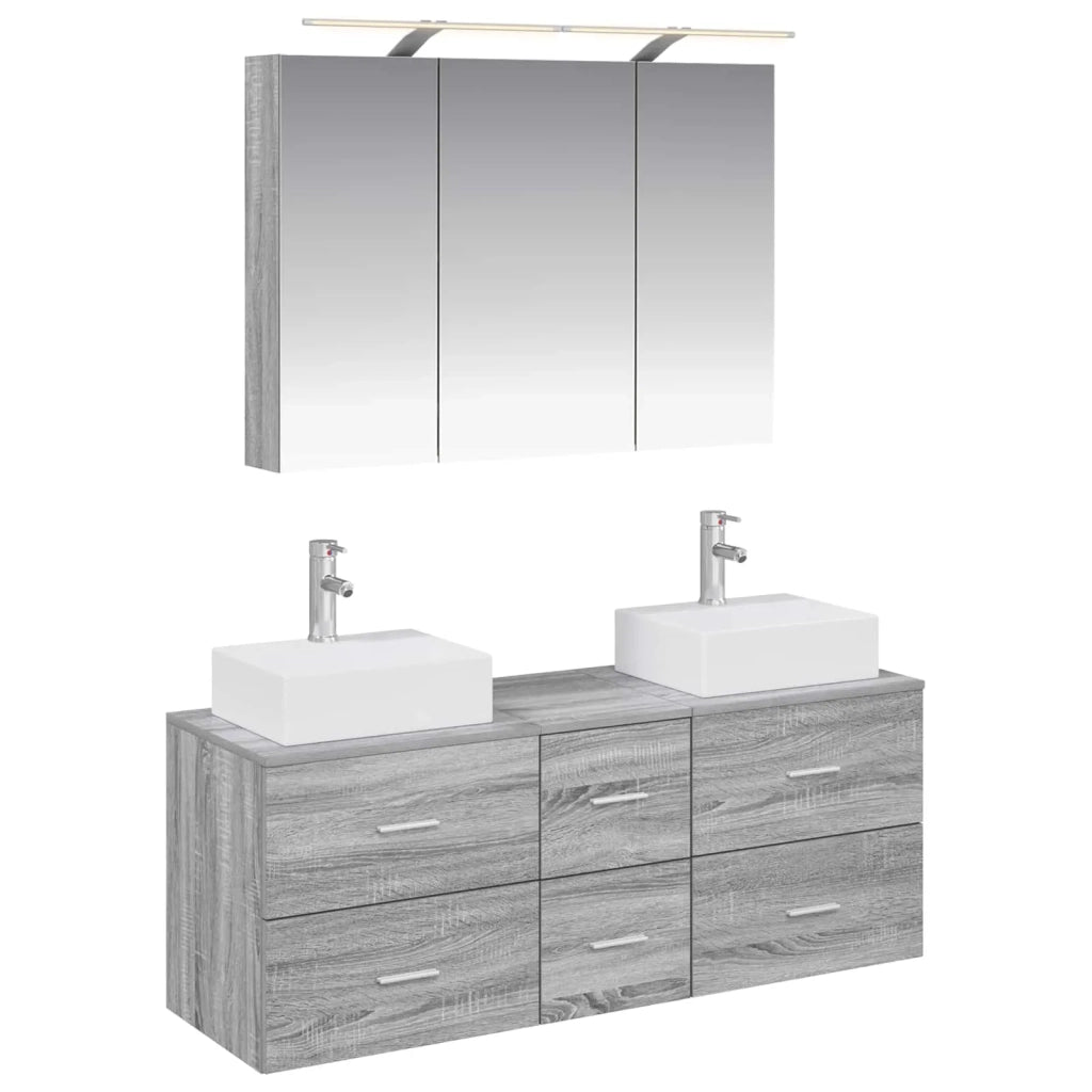 Set di mobili per il bagno 4 pcs Sonoma grigio 3406820