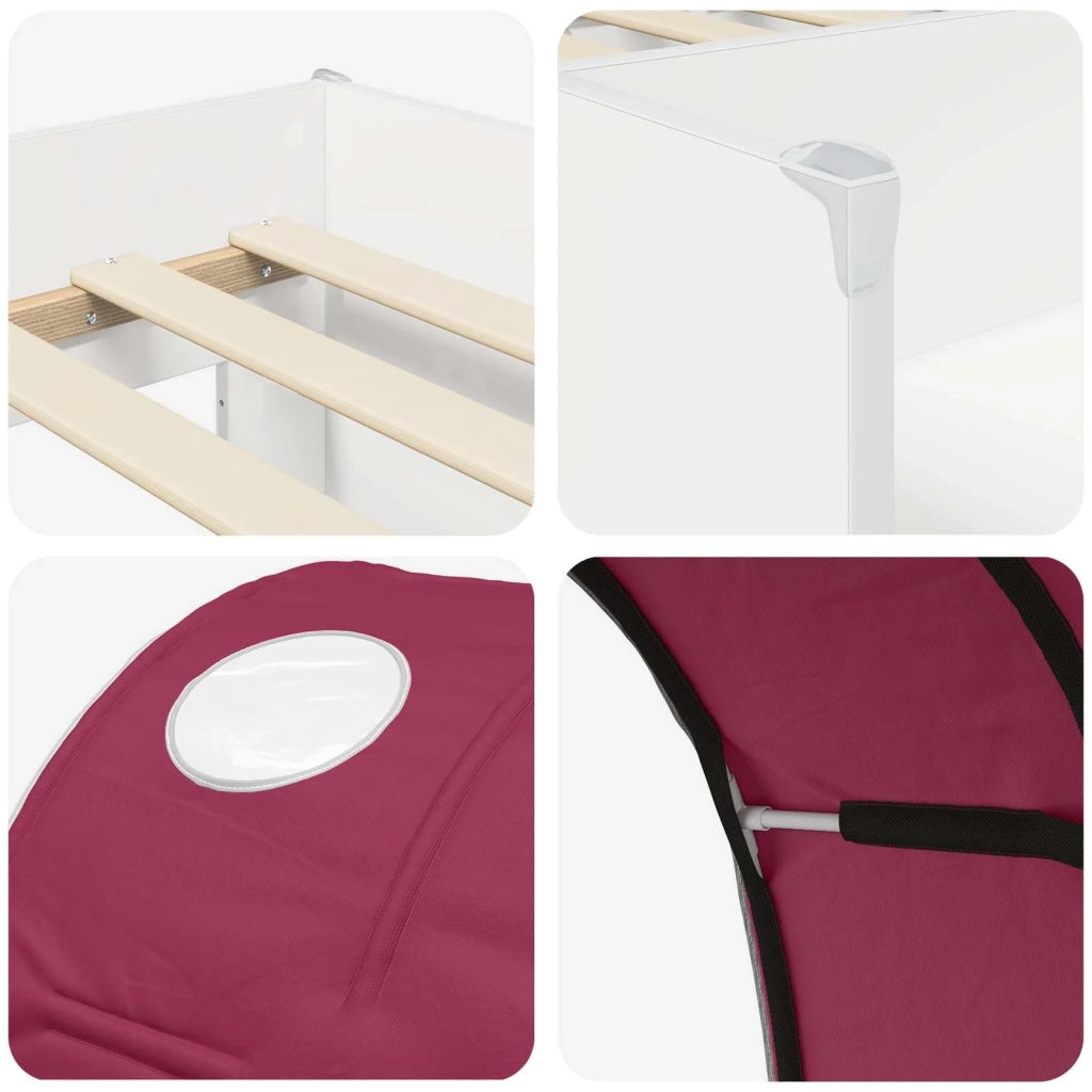 Letto con Tunnel 3 pz Bianco e Rosso Legno ingegnerizzato 3423549