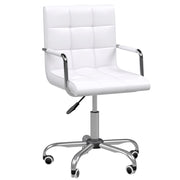 EasyComfort Sedia da Ufficio in pelle PU Bianca con 5 Ruote Girevoli, Imbottitura e Altezza Regolabile, 52.5x54x84-99cm