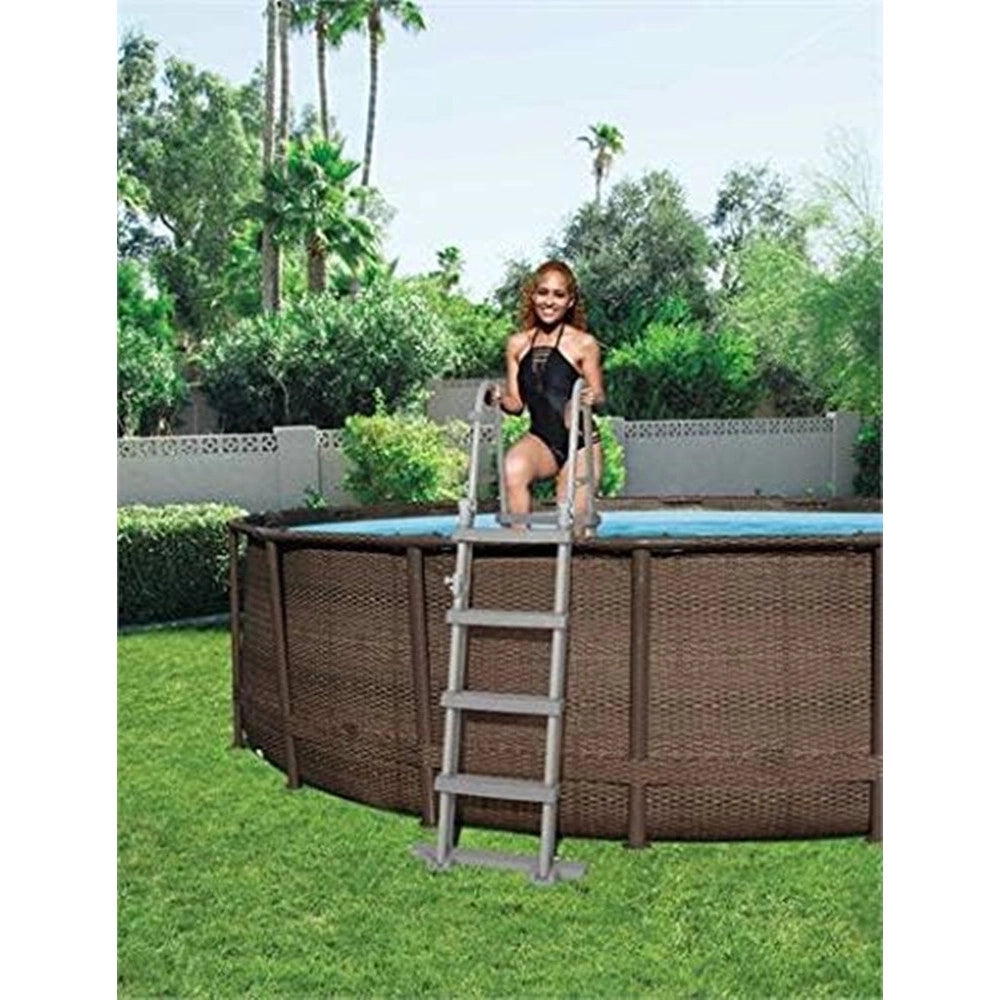 Trade Shop - Scaletta Di Sicurezza Per Piscine 122cm Con Gradini In Plastica Telaio In Metallo 58331 -