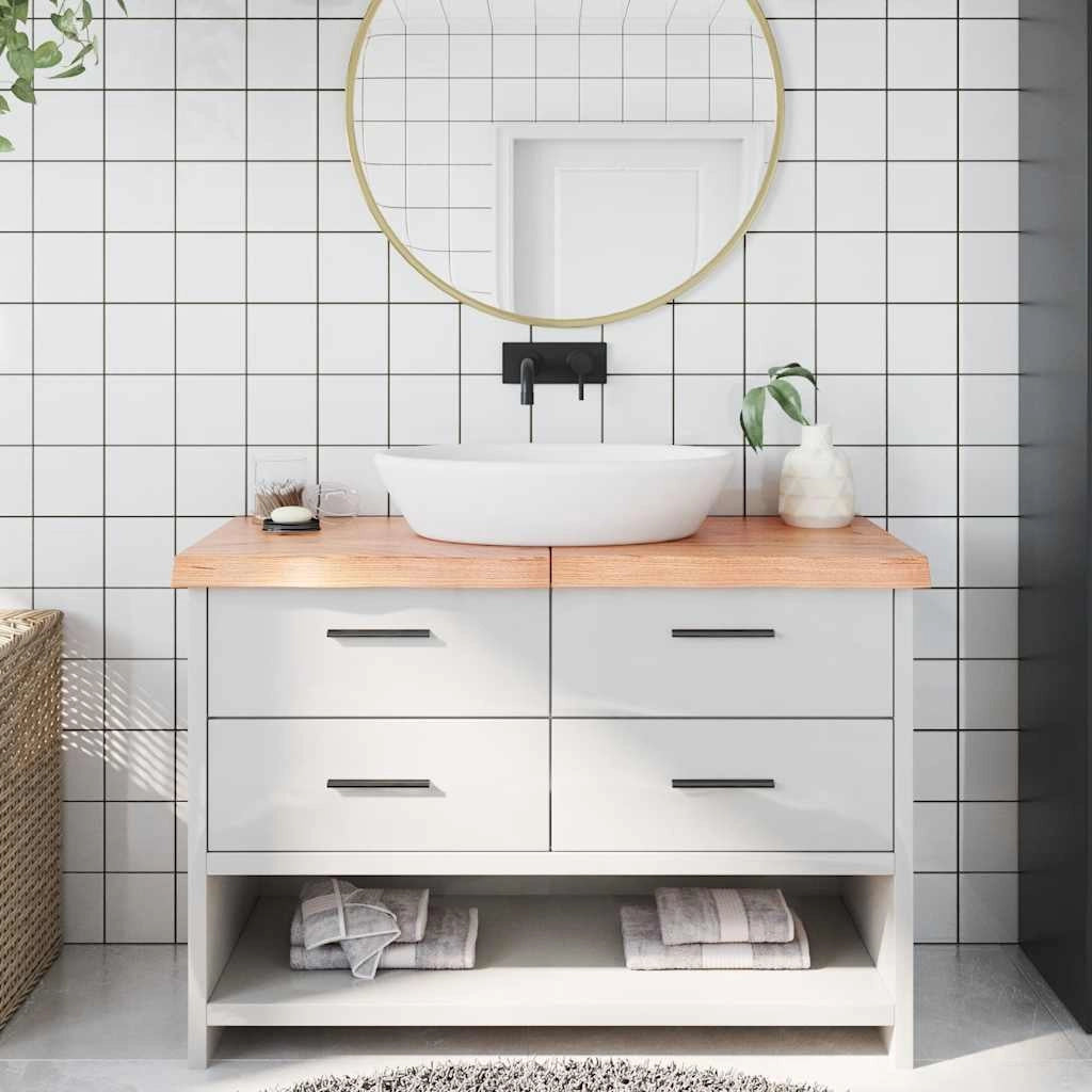 Piano Bagno Marrone 120x50x(2-6) cm Legno Massello Trattatocod mxl 95920