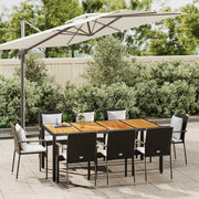 Set da Pranzo da Giardino 9 pz con Cuscini Nero in Polyrattan 3184992