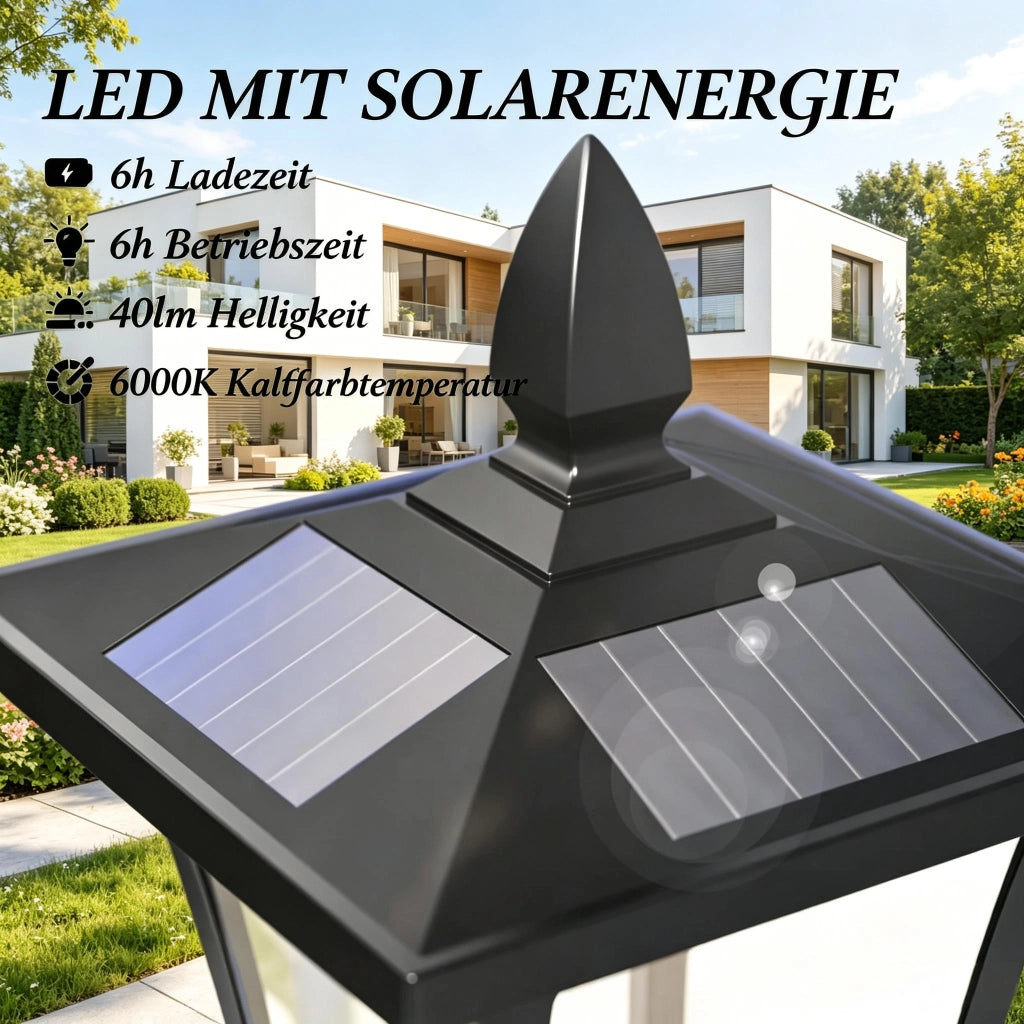 Lampada solare da giardino in stile vintage, lampada da terra per esterni, lampione classico, lanterna da esterno (solo con 1 lampada da terra per est
