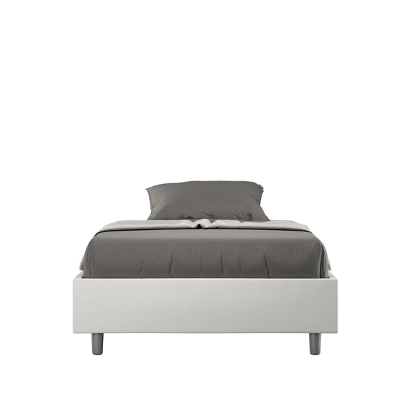 Letto Sommier imbottito Matrimoniale francese 140x200 cm Azelia - Bianco,Similpelle,Senza rete