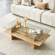 Tavolino da caff¨¨ a due strati - Zephmum - Vetro temprato e MDF - Finitura legno naturale - Cornice robusta