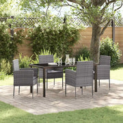 Set da Pranzo per Giardino con cuscino 5 pcs Grigio polyrattan 3380060