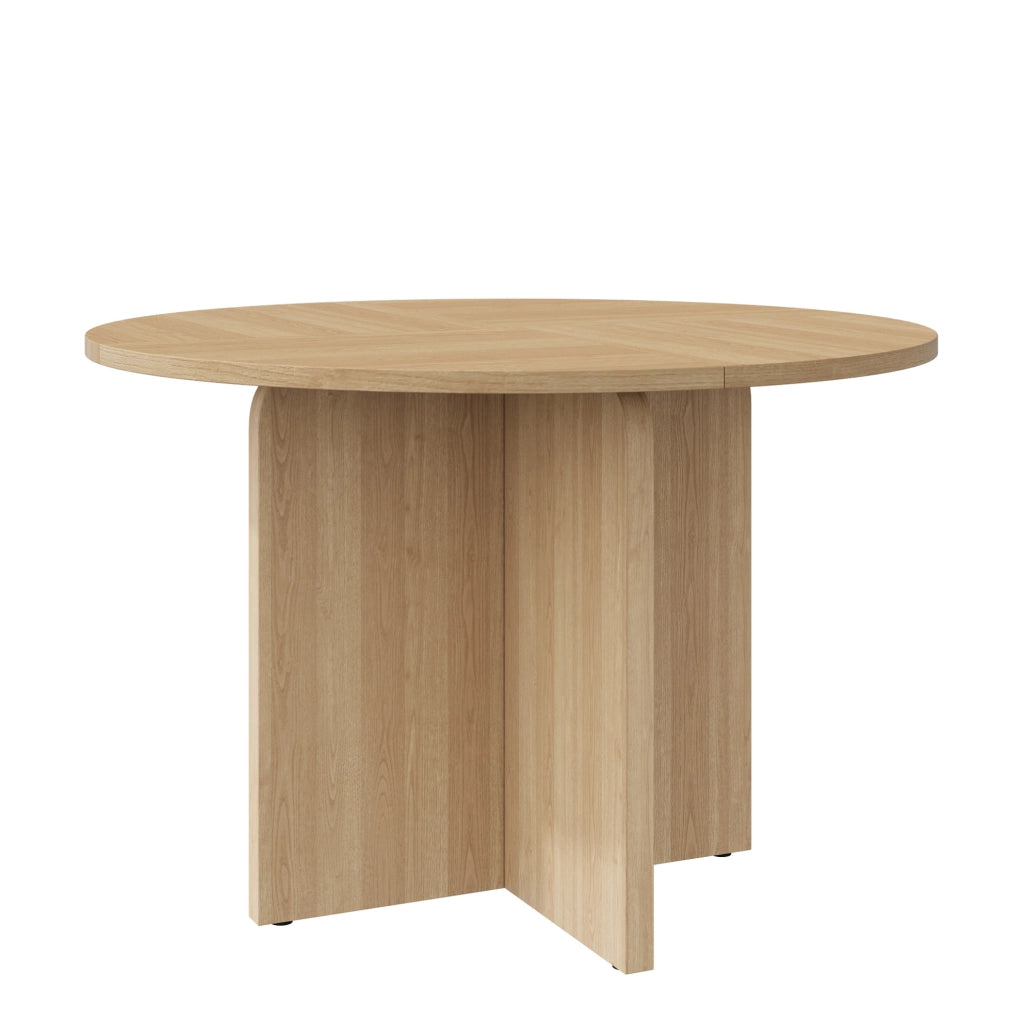 Tavolo da pranzo rotondo 120 cm; facile da montare; in MDF; naturale
