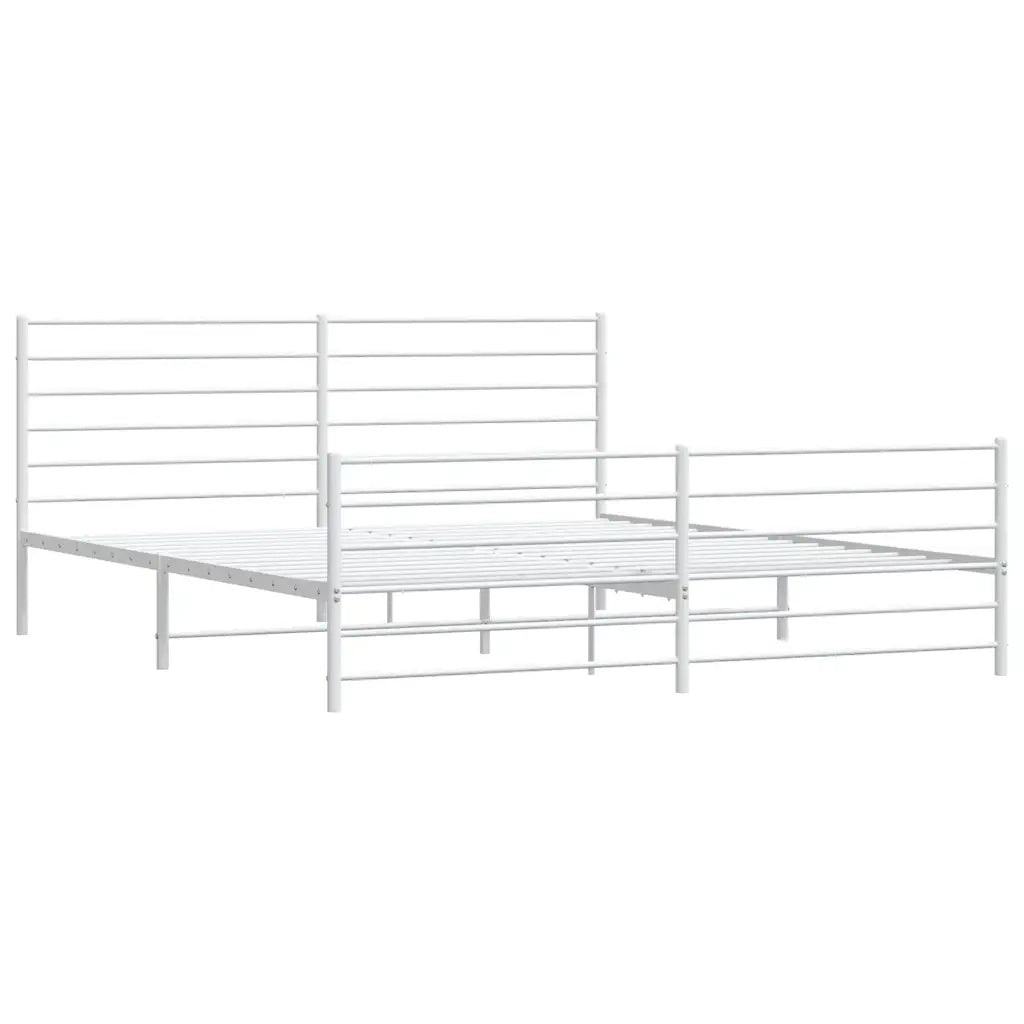 Giroletto con Testiera e Pediera Metallo Bianco 180x200 cm 352390