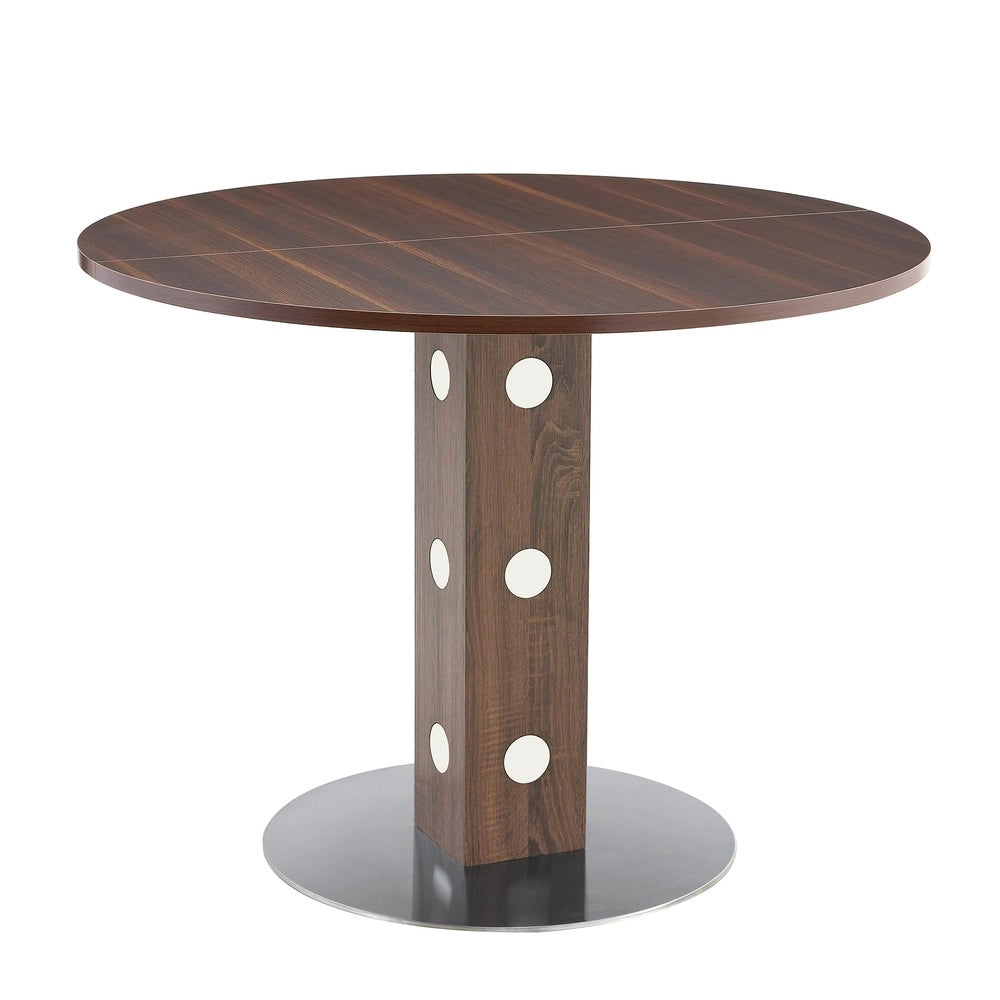 Tavolo da Pranzo Rotondo ¨C MINIMAL ¨C Noce, Piano in Legno, Gambe in Metallo, 100cm, 2-4 Persone