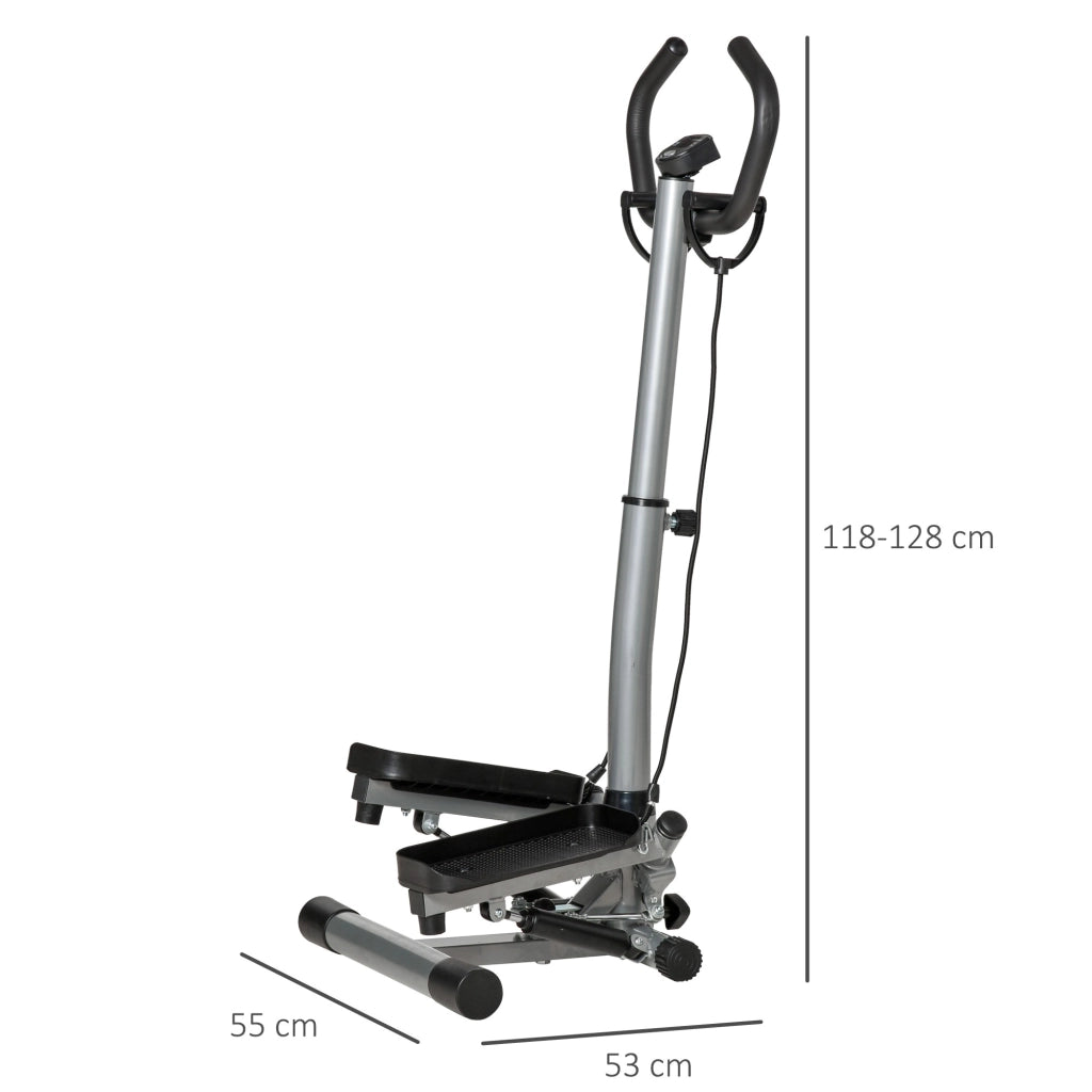 EasyComfort Stepper con Manubrio Regolabile, Monitor LCD ed Elastici, 55x53x118-128cm, Nero
