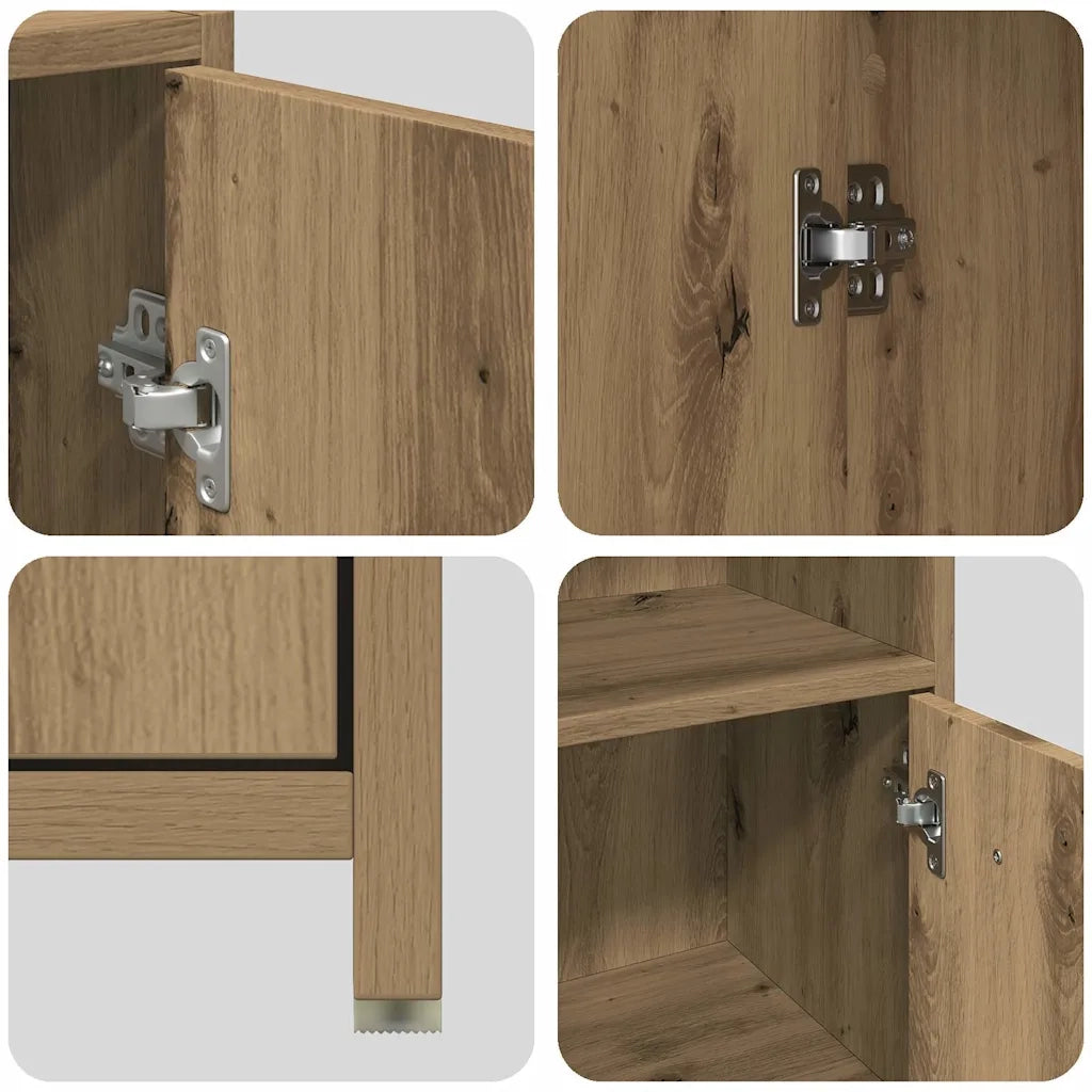 Set Mobili da Bagno 3 pz Rovere Artigianale Legno Multistrato