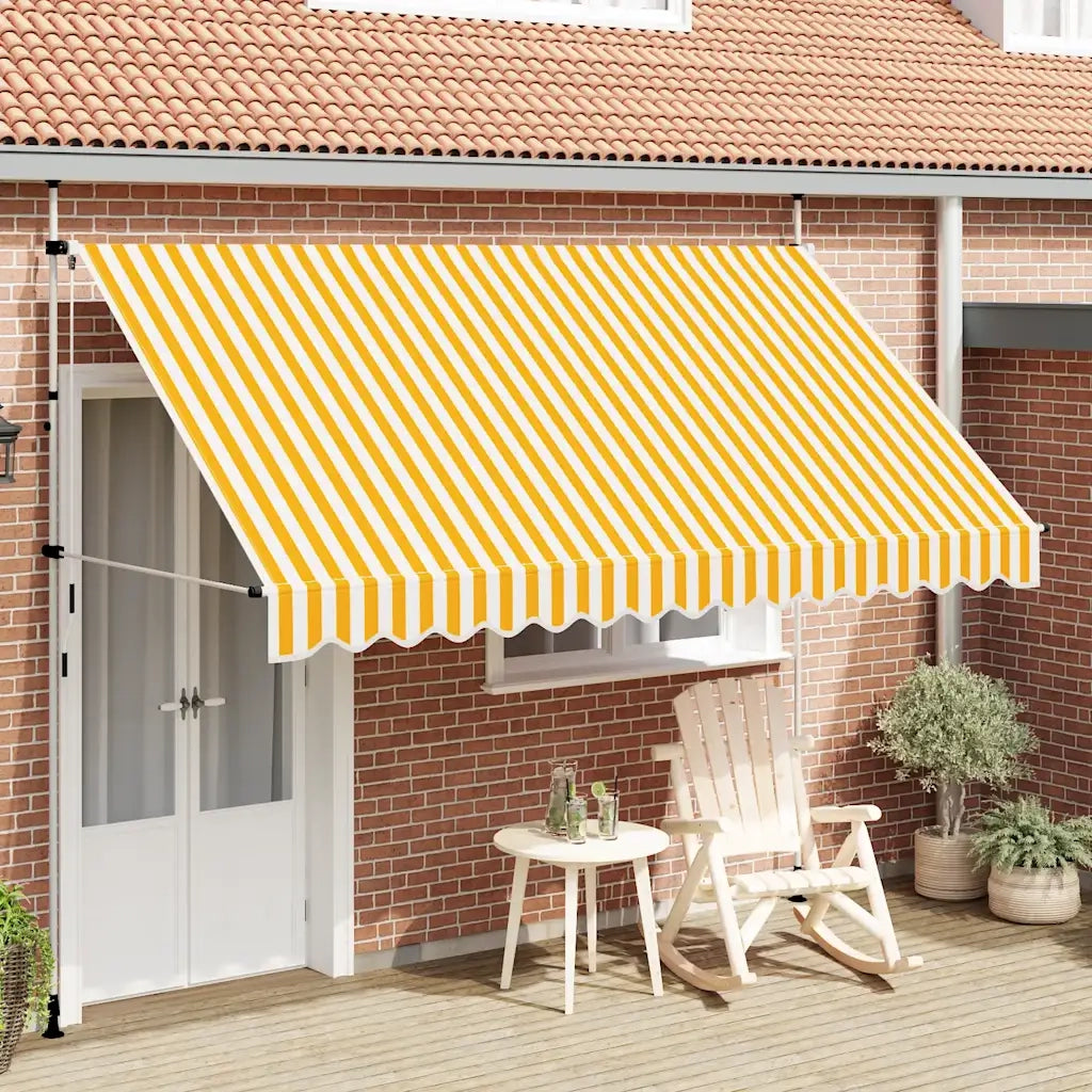 Tenda da Sole Retrattile Manuale-Tenda parasole per Patio 350cm Strisce Arancione Bianco