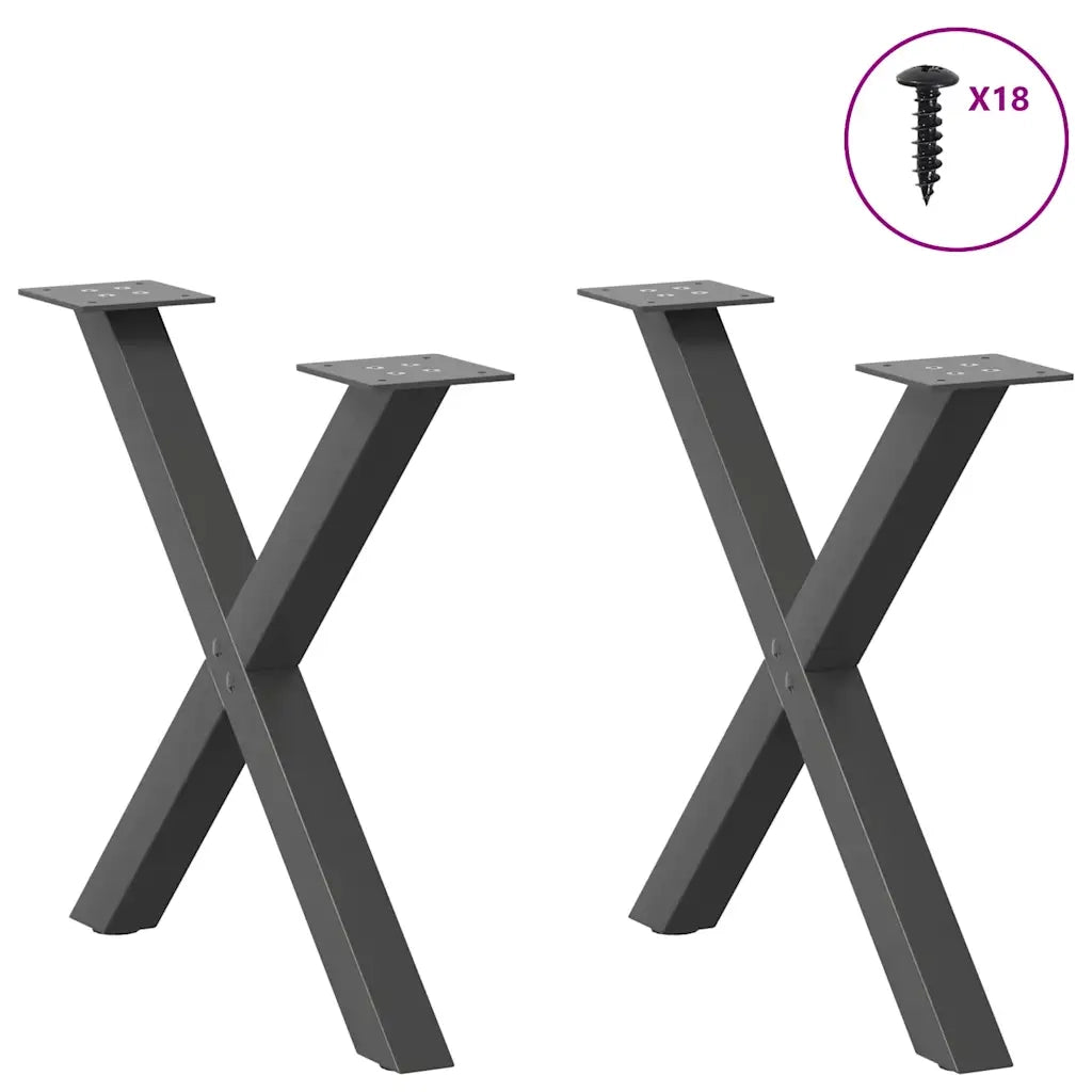 Gambe per Tavolino da Caffè a X 2 pz Antracite 60x(42-43) cm Acciaio 4012902