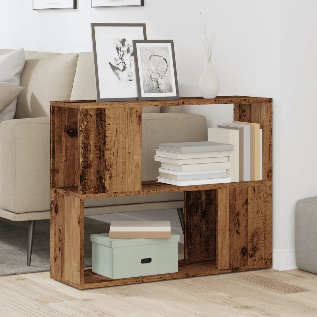 Libreria Divisorio-Scaffale per Libri-Mobile di Stoccaggio Legno Antico 80x24x63 cm