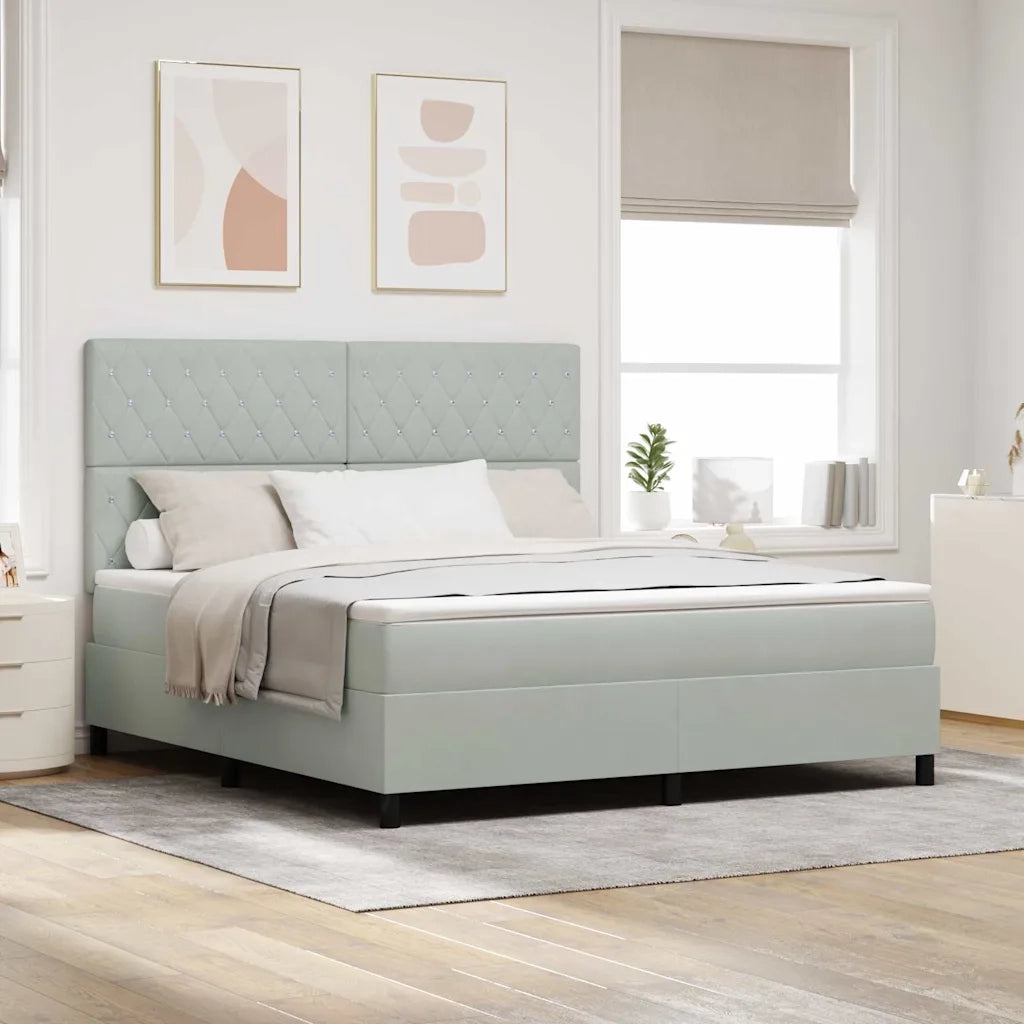 Letto a molle con materasso Grigio chiaro 180 x 200 cm Velluto 3339782