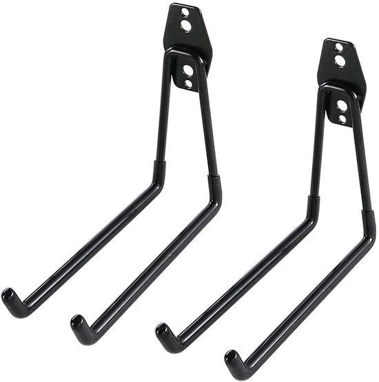 Due garage appoggi per garage attrezzi da giardino giardino piccolo U-haak grande appoggio garage stanziale appoggio doppio grande appoggio stanziale per attrezzi da giardino, nero